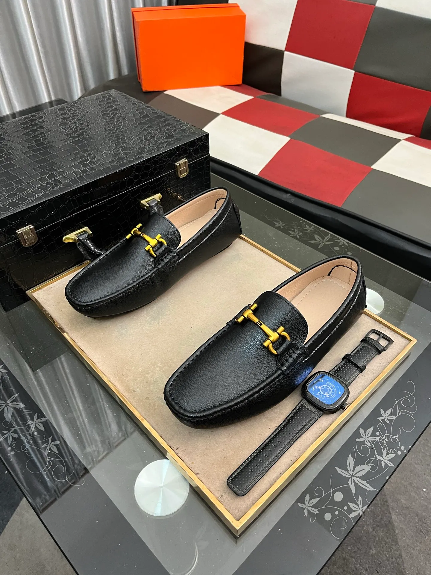 Men's shoes 💰400⌚️⌚️【HERMES】Hermès classic fashionable casual beanie shoes, fine workmanship ☘Made of imported Italian cowhide, luxurious pig and sheep lining🌶🌶cowhide feet, rubber wear-resistant outsole🎋Stable, delicate and delicate🍇Very special, versatile style, worth owning🍉Size: 38-44